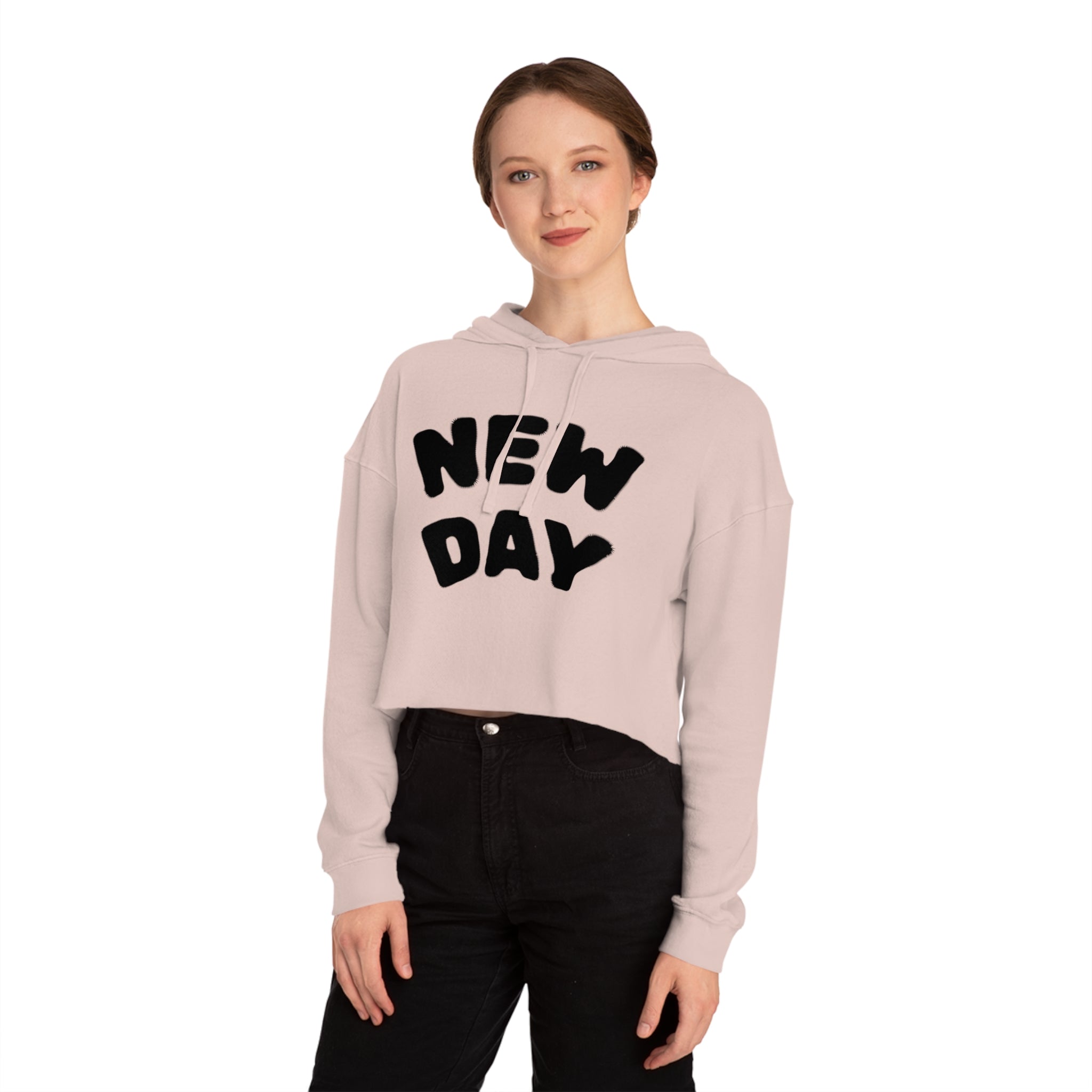 New Day Cropped Hoodie  Positieve Dames Sweater