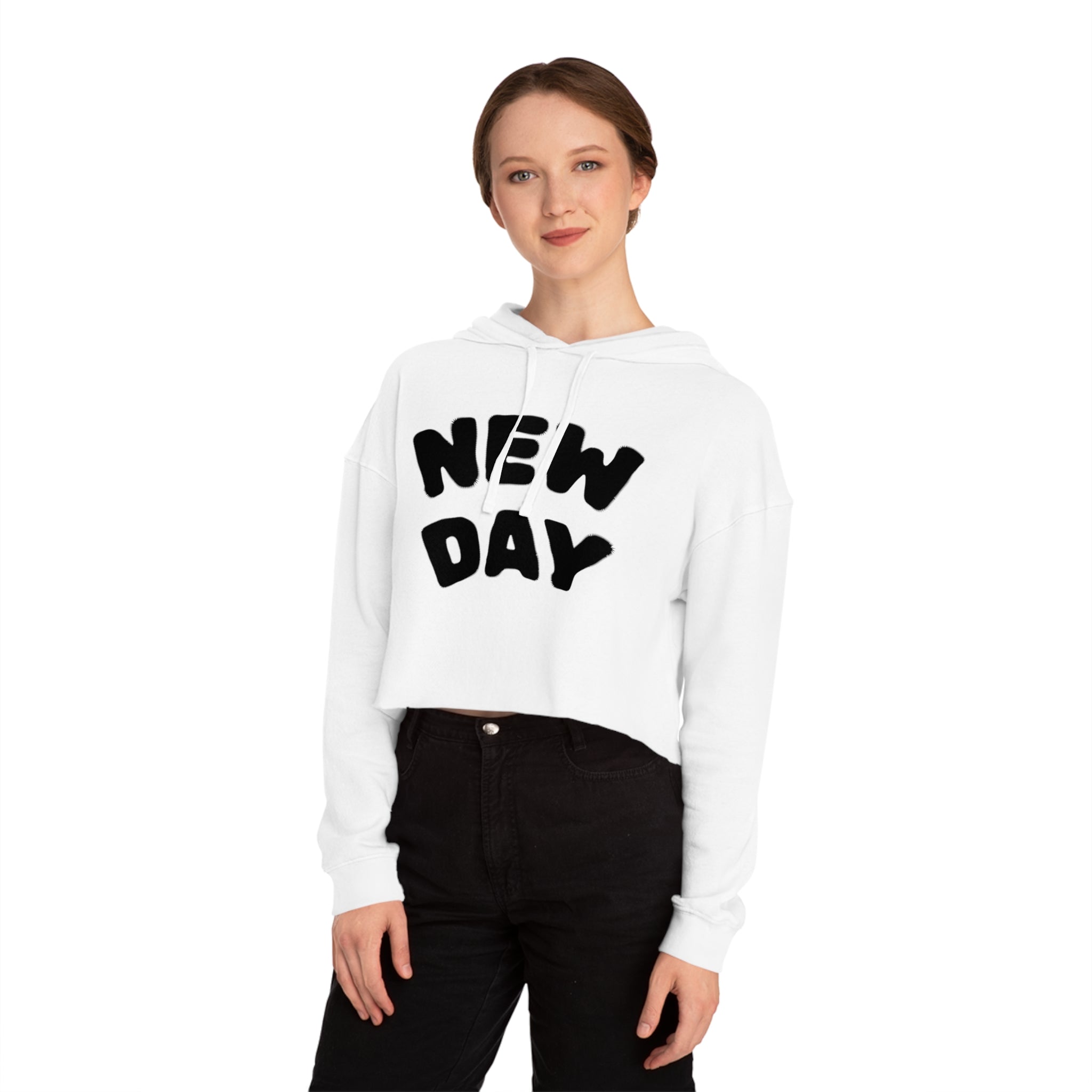 New Day Cropped Hoodie  Positieve Dames Sweater
