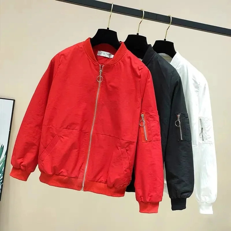 Spring Loose Women Jacket Casual Pocket Long Sleeved Windbreaker