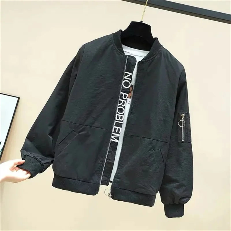Spring Loose Women Jacket Casual Pocket Long Sleeved Windbreaker