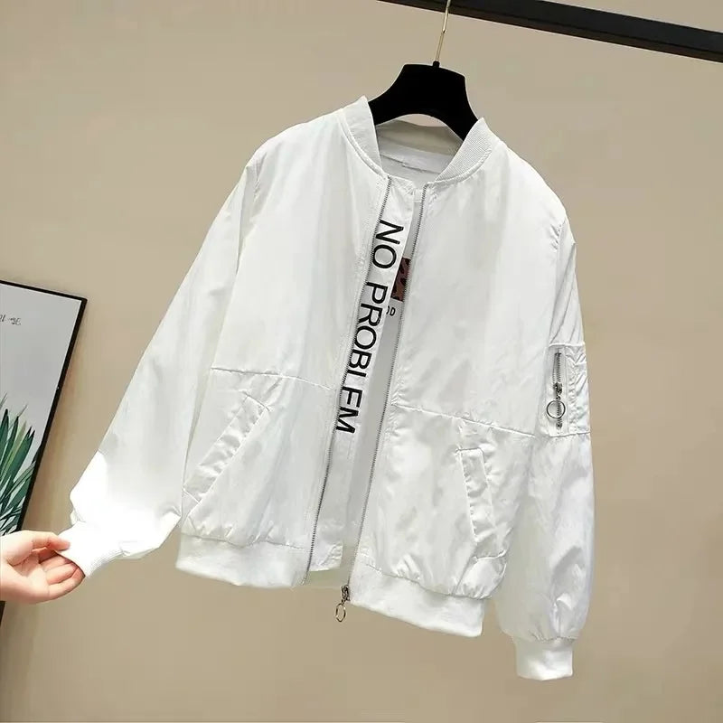 Spring Loose Women Jacket Casual Pocket Long Sleeved Windbreaker